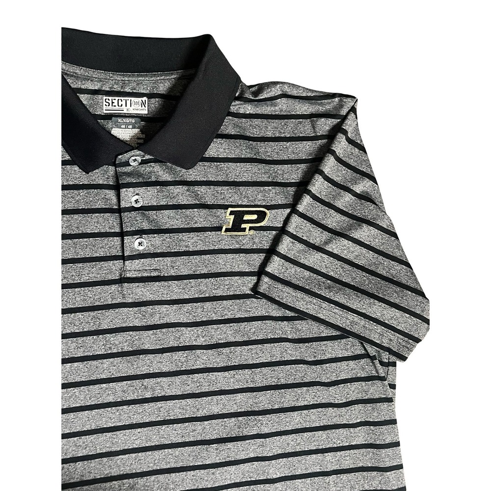 Section 101 Purdue Boilermakers Polo Shirt Mens XL Gray Black Striped NCAA NCAA